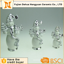 Plating Ceramic Snowman Craft for Home Decoration